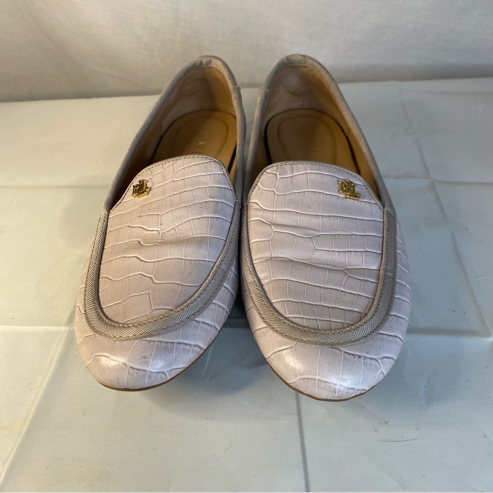 Ralph Lauren lilac crocodile embossed leather  Loafers women’s 9 B